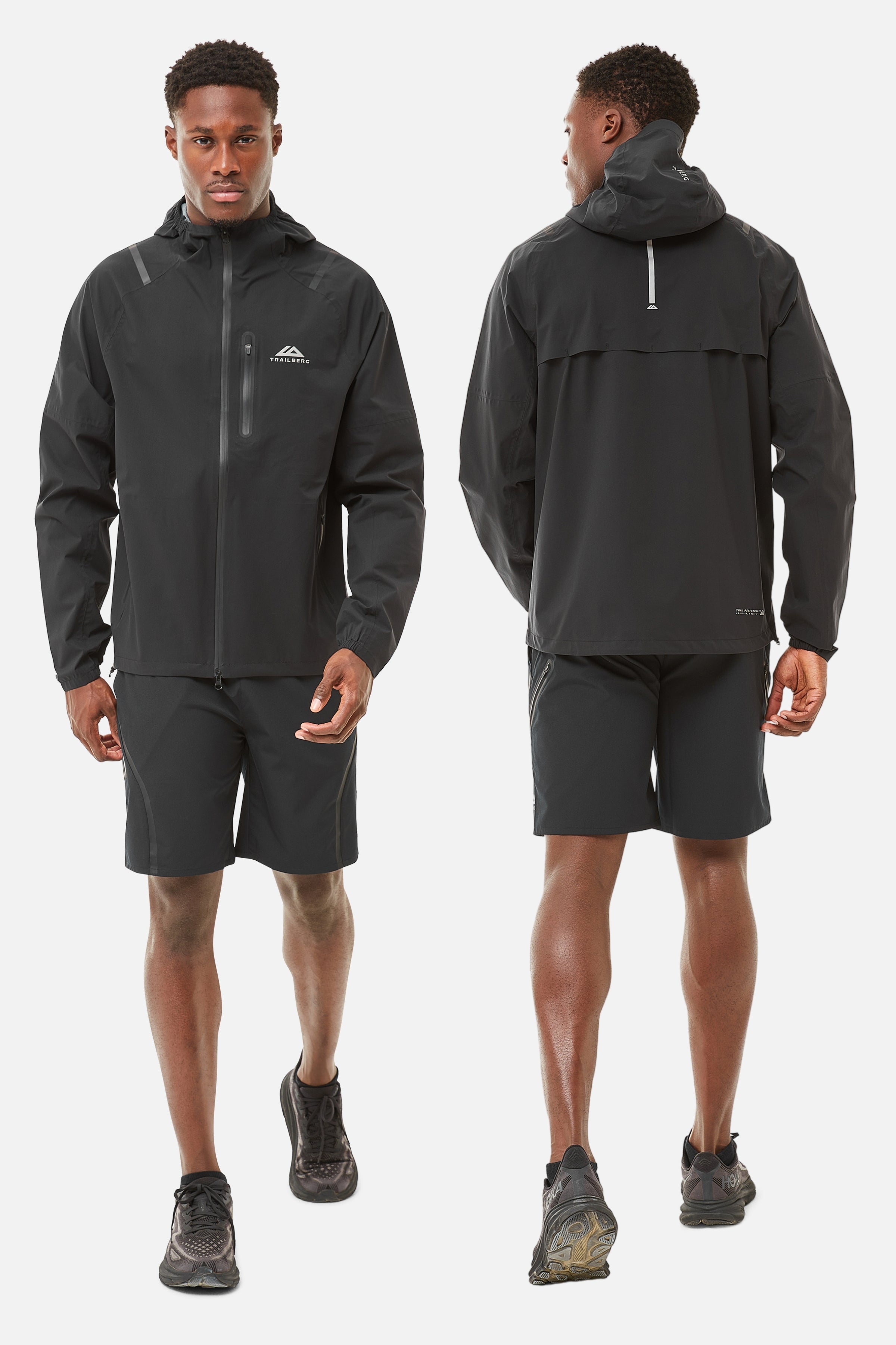 TECH JACKET AND SHORT SET - BLACK