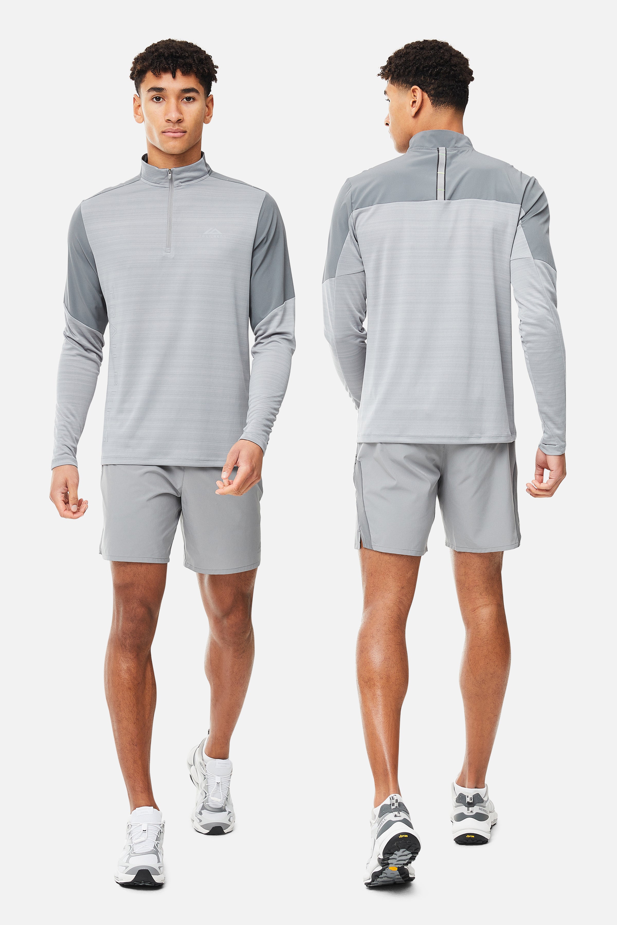 SS25 Triathlon Quarter Zip Set - Moon Grey/Neon Lime