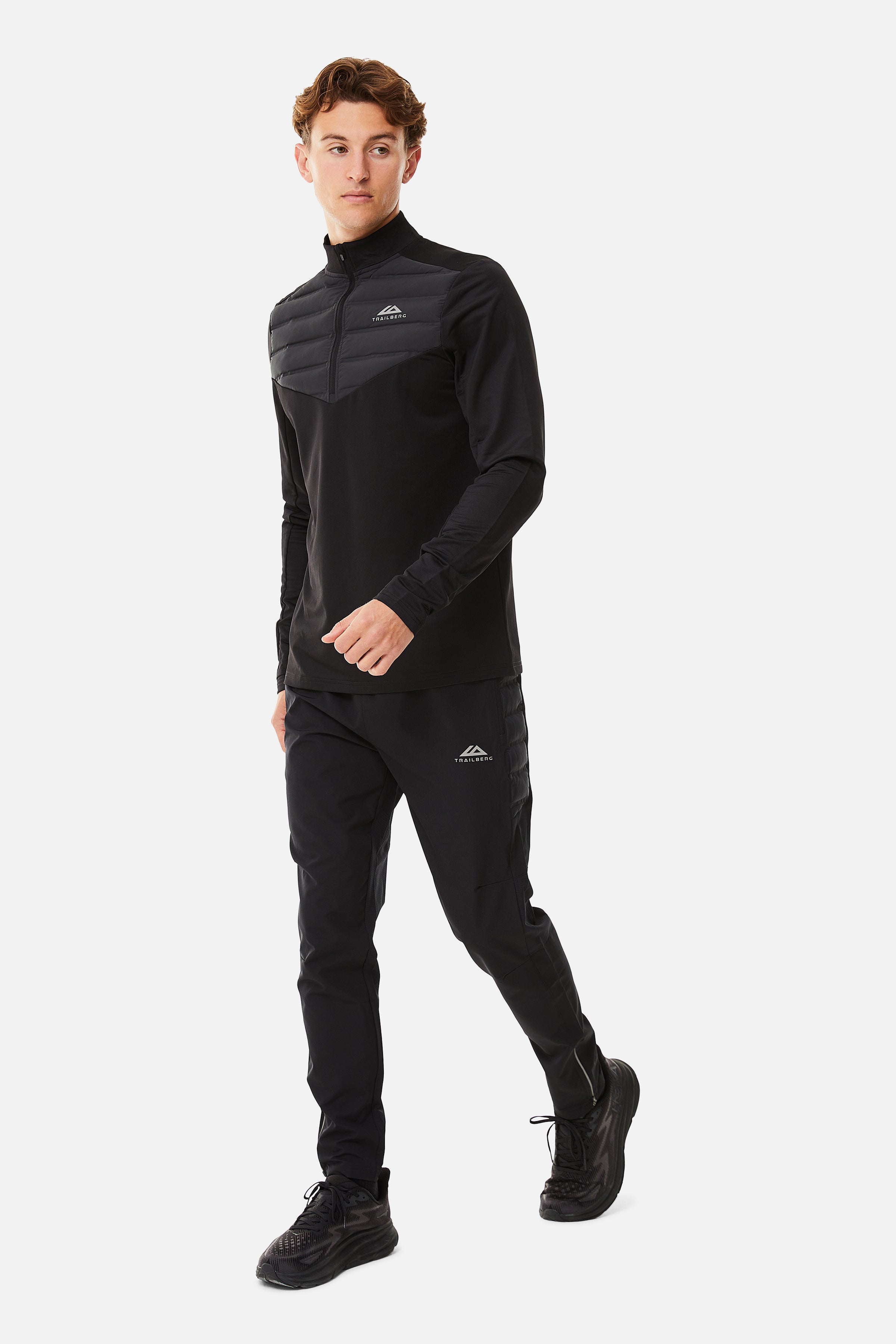 RHINE HYBRID QUARTER ZIP PANT SET - BLACK